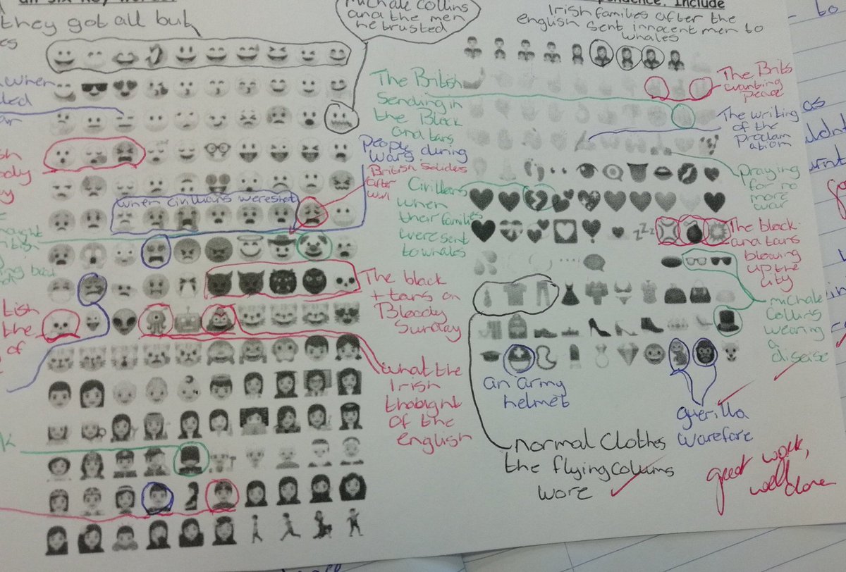 HistScoilMhuire's tweet photo. Third years have written amazing answers on the War of Independence using #emojis #irishhistory. Explained how the emojis could be used and then used this to produce outstanding answers. #proud #histedchatie #historyteacher #jcthist
Absolutely love this idea Inspired by @AJRaddon https://t.co/wiGKL8vxD7