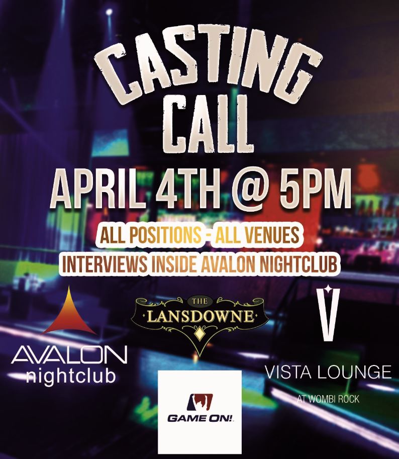 Looking to work for some of the best companies around? Want to actually love your job? We are having another casting call for all positions in all of our venues on Thursday, April 4th. Bring your resume and we will see you there!