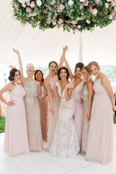 bellabaltimore's tweet photo. Courtney &amp; her bridesmaids are the definition of Rosé and Slay over on @easternshorewed today!  Photos: Alysia &amp; Jayson; Planning: Pop the Cork Designs. Dresses: @DessyGroup and @AdriannaPapell https://t.co/IPUwcQypEL