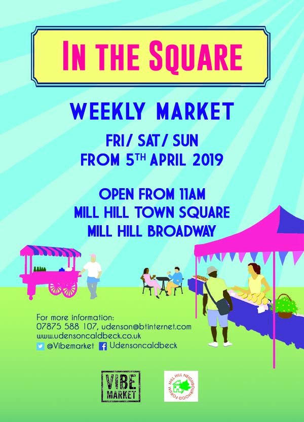 We're excited to say that next Friday 5th of April the new In the Square market launches in Mill Hill Broadway! Join us every Friday, Saturday and Sunday for delicious food from NW7's favourite market stalls!  Contact us for more information or to book a pitch. <a href="/UdensonCaldbeck/">Osita Udenson</a>