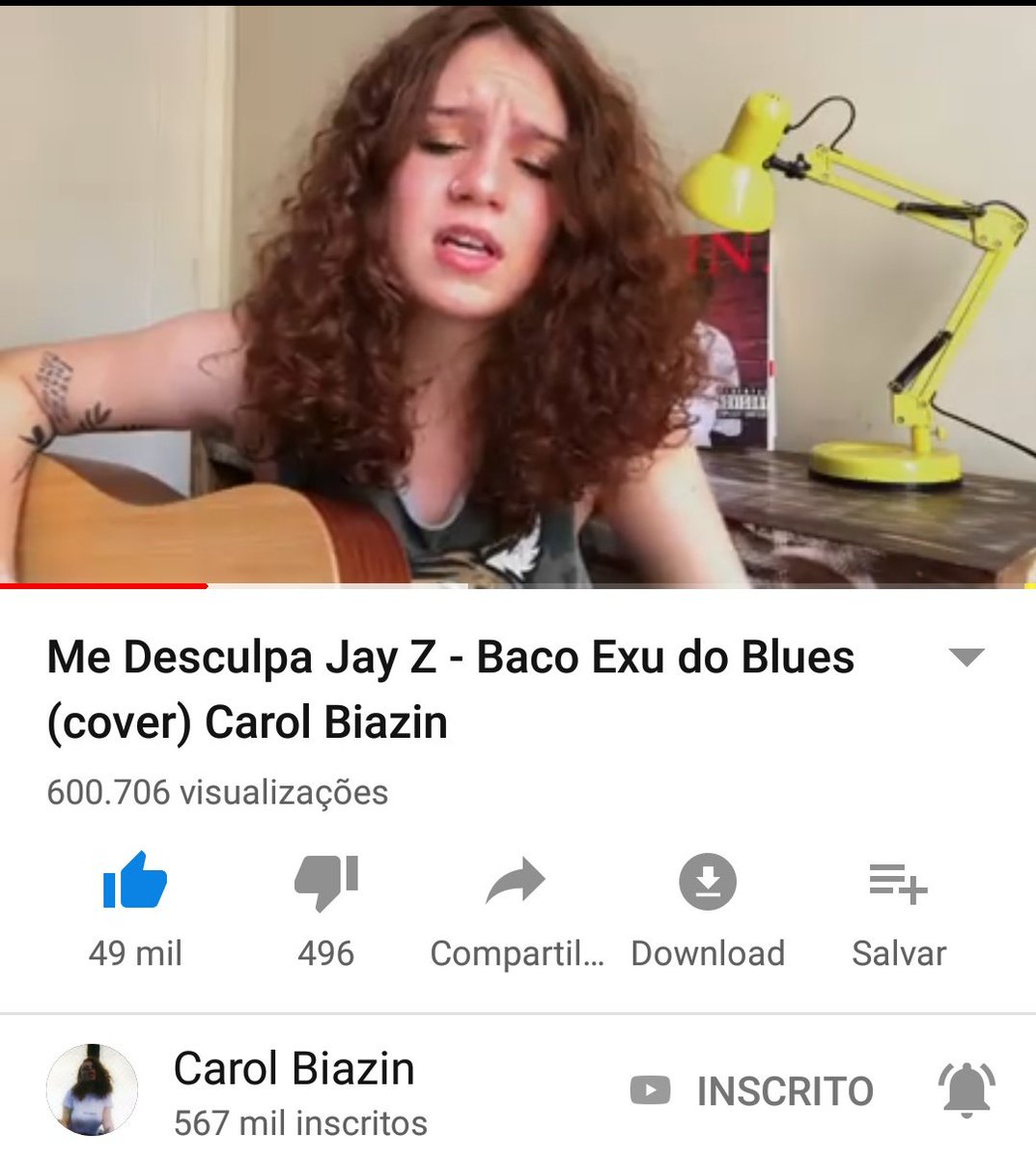 NumerosDaCarolB's tweet photo. O Cover de "Me desculpa Jay-Z" passou as 600.000 visitas. 
Quem aí tá ansioso pelo novo clipe autoral? Ajuda nos @carolbiazin libera esse EP hahaha https://t.co/bjANgE5Qet
