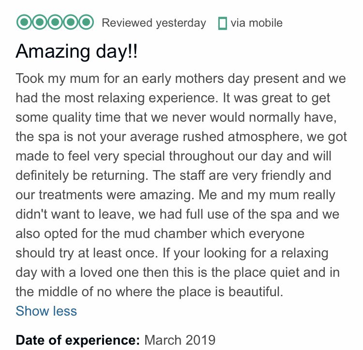 gainsboroughspa's tweet photo. Great review! Thank you! https://t.co/god3wR5xWC