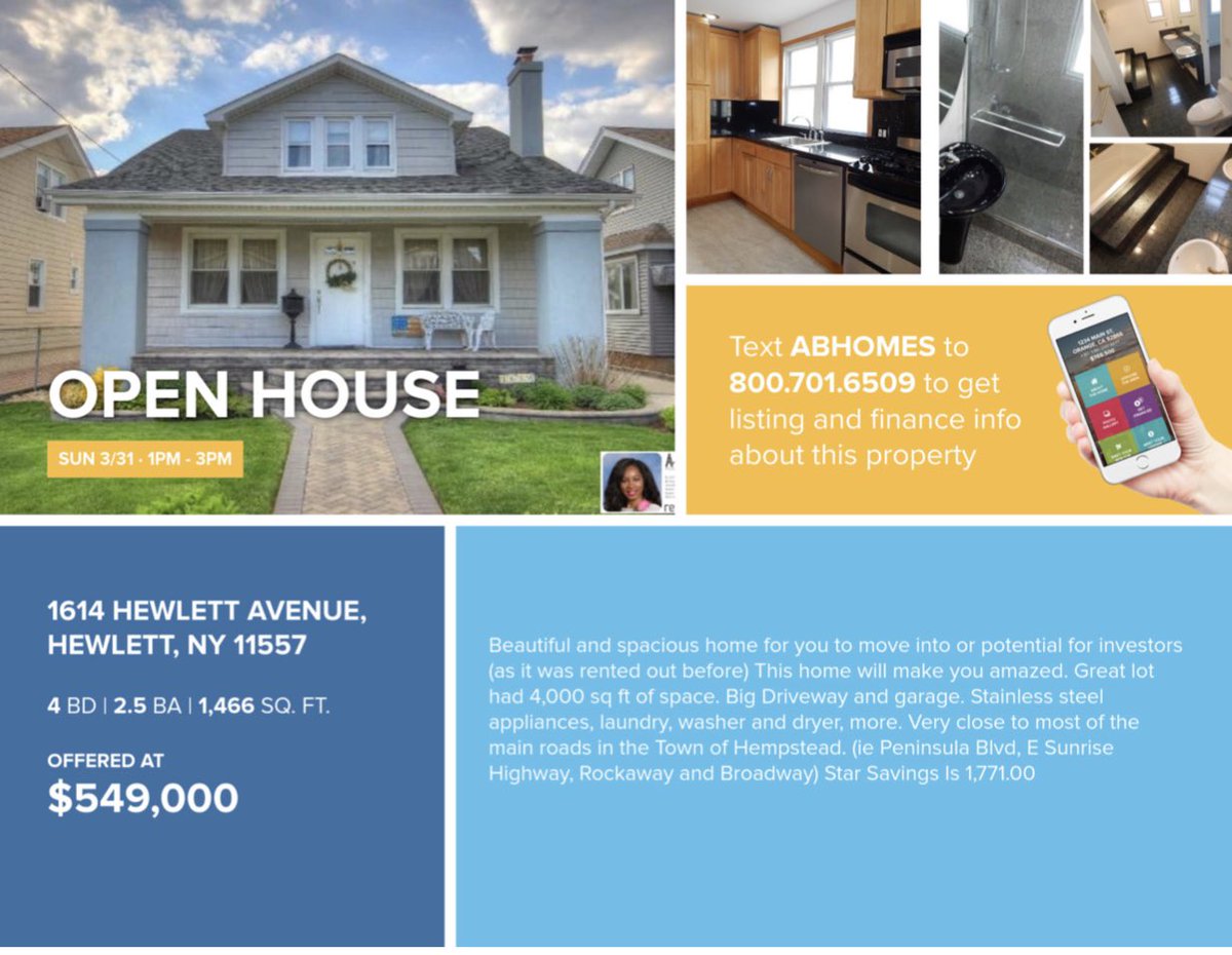 amonib4realty's tweet photo. Open house SUNDAY 1-3 pm at 1614 Hewlett Ave Hewlett NY 11557 #realestate #hewlett #openhouse https://t.co/Po0q52Dgie