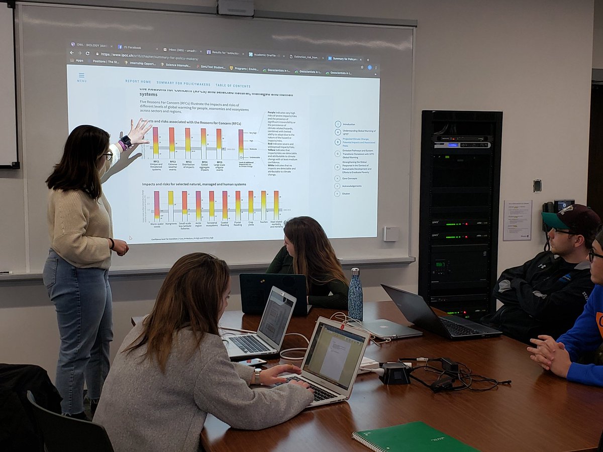 bhundey's tweet photo. There's no better way to understand than to teach someone else (citation, year).
Today #westernu @uwo_gps students teach each other about their expert sections of the @IPCC_CH  special report on 1.5 degrees and #climatechange in @westernuWALS https://t.co/qcvCb3pLYo
