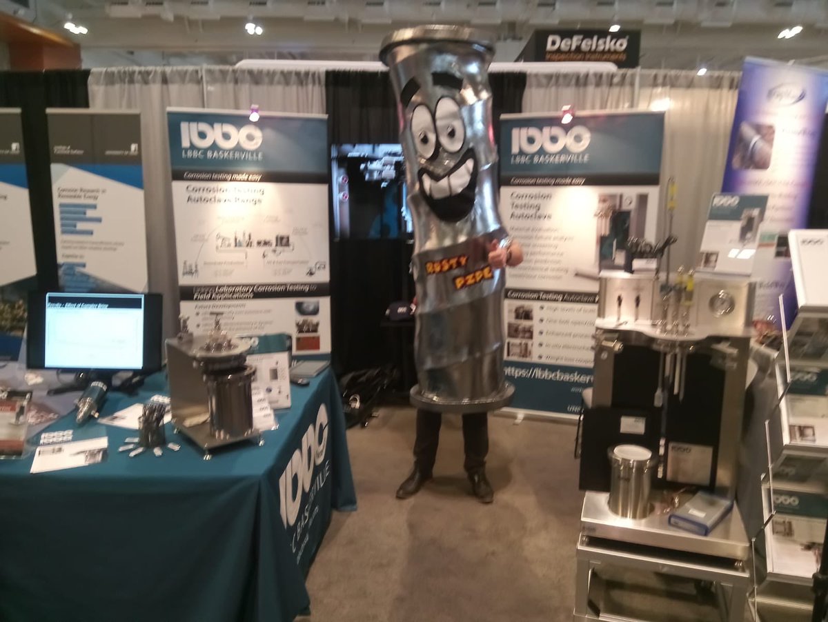 corrosionLBBC's tweet photo. Successful first day Exhibiting our Corrosion Testing Autoclave range at #corrosion2019 We had a visit from our friend Rusty #Rustypipe #whoisrusty? @NACEtweet https://t.co/8tkil1bzVw