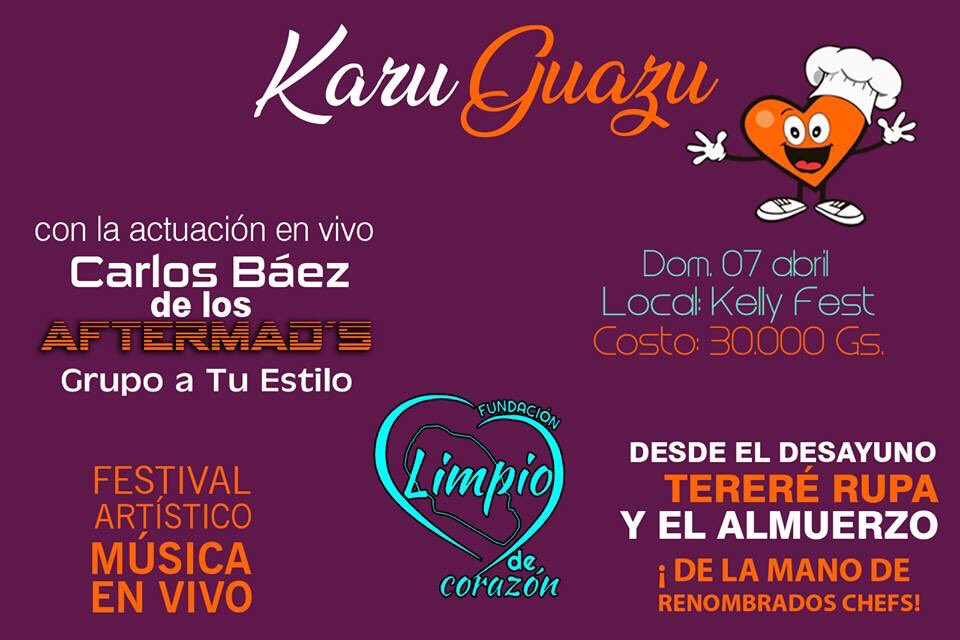 FLdecorazon's tweet photo. Cada vez falta menos parar una nueva edición del #GranKaruGuazu, que se realizará en el  predio de #KellyFest  🗣️el día domingo 07 de abril.

-Grupos en vivo
-Baile
-Mucha diversión

👉Anda comprando tus adhesiones... 🥓🥩🍗🍖el costo es de tan solo 30.000Gs https://t.co/RhTbpGvAaV