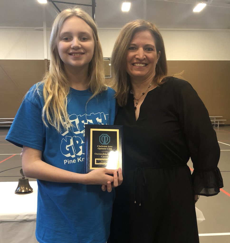 Congratulations Cece on receiving the Clarkston Optimist Student Citizen Award! 💚 You make PKE proud!!! <a href="/PKEElementary/">Pine Knob Elementary</a> <a href="/LearnAtCCS/">Clarkston Schools</a>