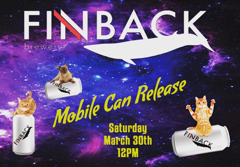 Saturday the <a href="/finbackbrewery/">FinbackBrewery</a> cats are in the house for a little Mobile can release fun and we’re slinging 12 of their drafts 🐱🐈💥🚀❤️🍻