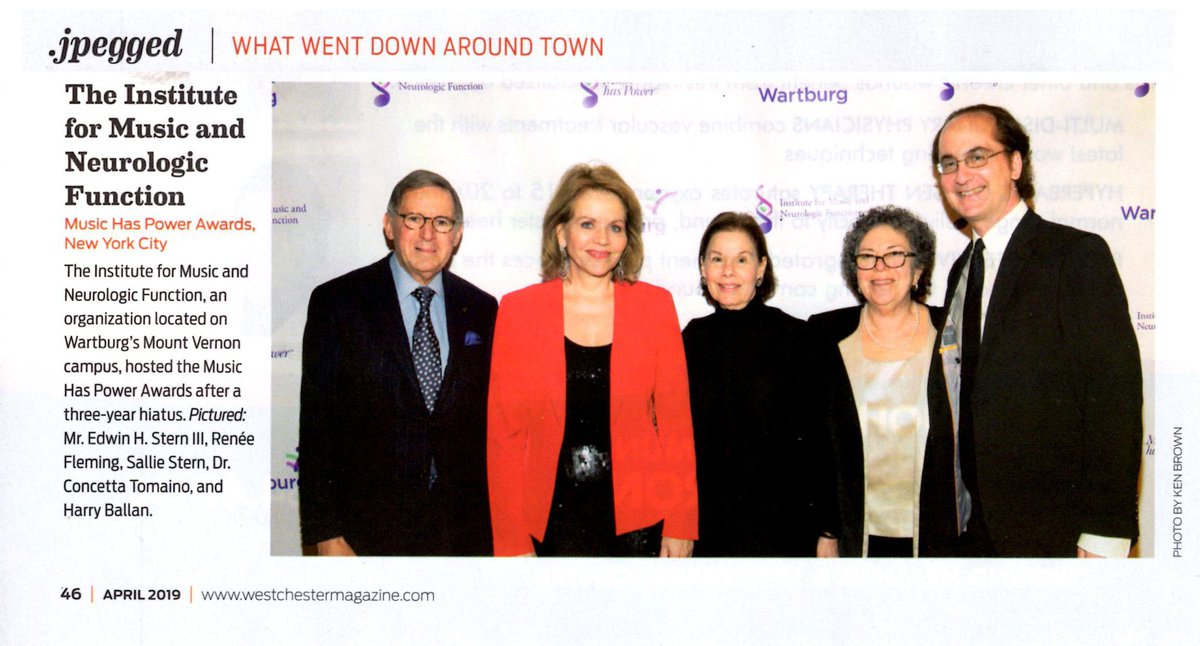 @thewartburg and @imnf_ctomaino In The News - @WestchesterMag 
#IMNF #powerofmusic #musictherapy #arttherapy #neurology #musiceducation #research #speechtherapy #seniorcare #wartburgadultcare #artsandseniors #creativeaging #reneefleming #grammy #opera #tourolaw