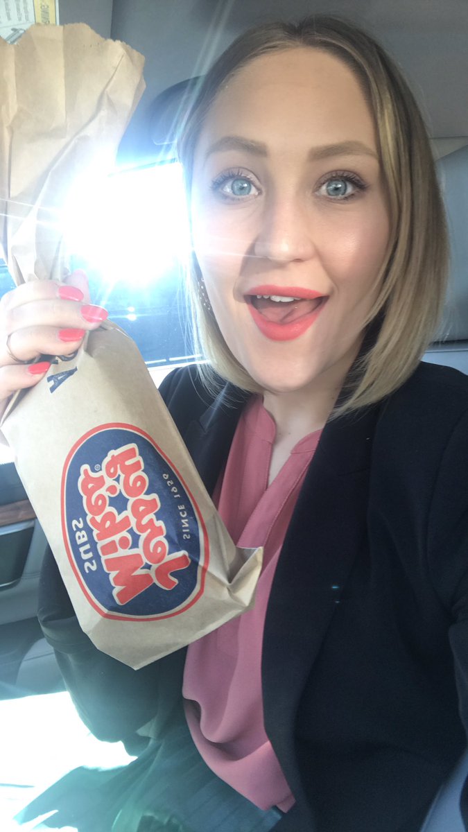KateJ1016's tweet photo. @1065TheEnd I really hope no one saw me take a selfie with my sandwich in my car. It’s for a good cause! #1065SubSelfie #jerseymikes #DayofGiving #isabellasantosfoundation https://t.co/V3V3xhFdjB