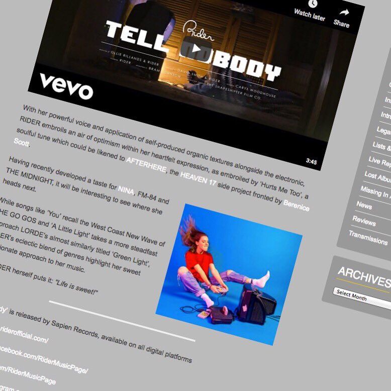 🎬 EXCLUSIVE PREMIERE 🎬⁣⁣⁣

⁣⁣⁣‘Tell Nobody’ music video is here!

Thankyou <a href="/ElectricityClub/">ELECTRICITYCLUB.CO.UK</a> for premiering &amp; writing the most kind review ❤🎉🙏🏼⁣⁣⁣

⁣⁣⁣➡️ electricityclub.co.uk/introducing-ri… ... Enjoy 😀⁣⁣⁣
⁣⁣⁣
HUGE THANKS <a href="/Shapeshifterflm/">The Shapeshifter Film Co.</a> <a href="/SapienRecords/">Sapien Records Ltd</a> <a href="/Vevo_UK/">Vevo UK</a> @vevo ❤️