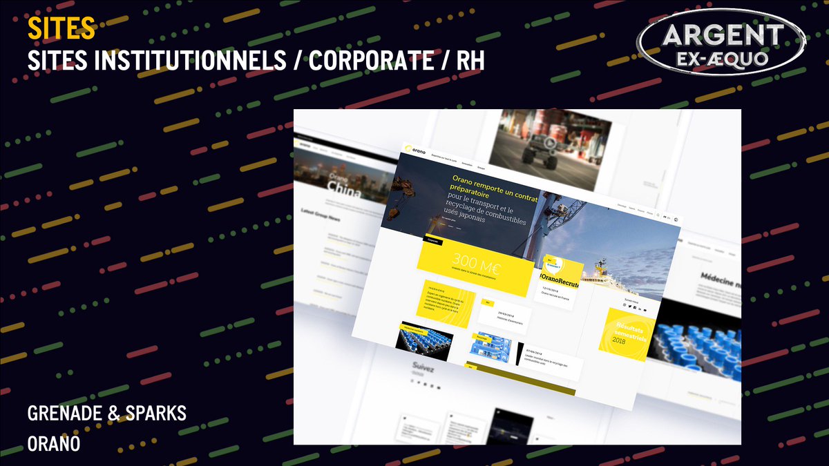 Strategies's tweet photo. #SiteInstitutionnel #SiteCorporate #RH. Un deuxième #ARGENT ex-aequo pour @Oranogroup et son site signé @GRENADE_SPARKS #gpstrat https://t.co/hm8ORDEGSC