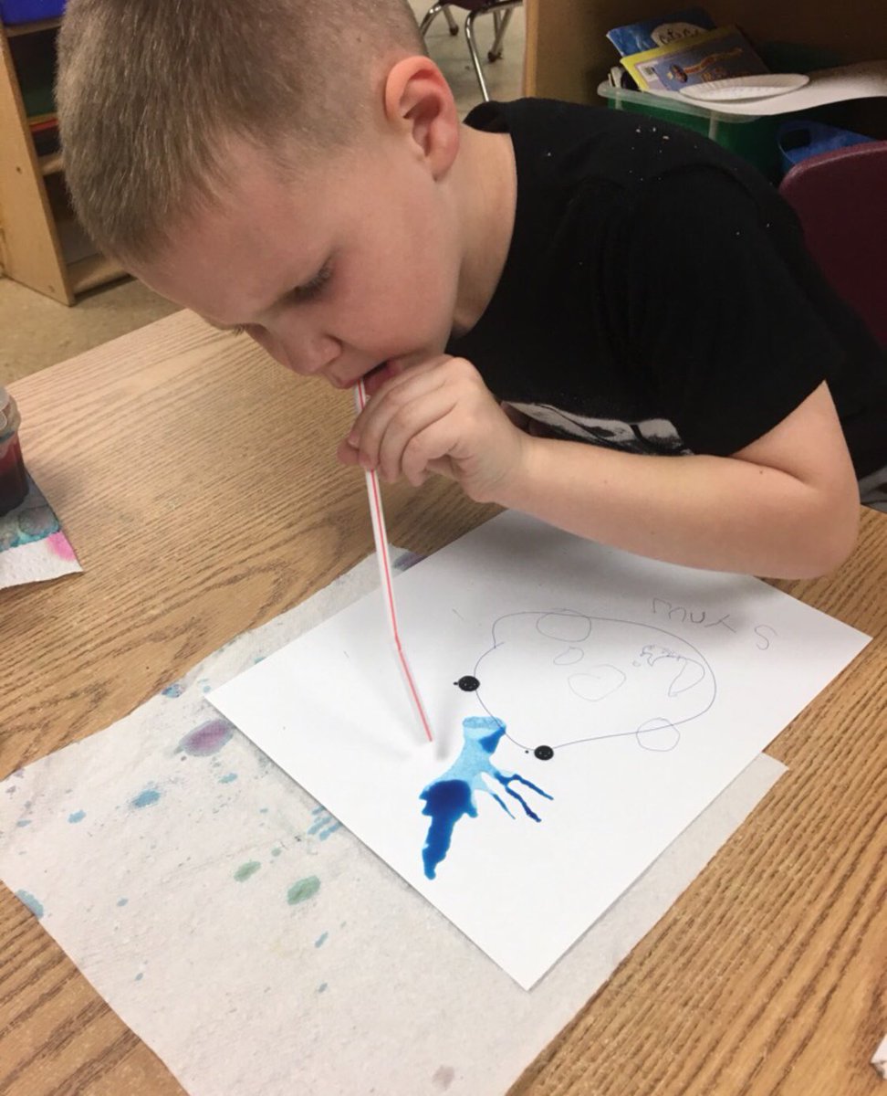 Room2RocksTRPS's tweet photo. We are learning about weather  this week.  After reading The Windy Day we made Windy Day Hair blow paintings with straws!!! #excellencebeginstrps #Room2rocks https://t.co/3U1TxtKiWC