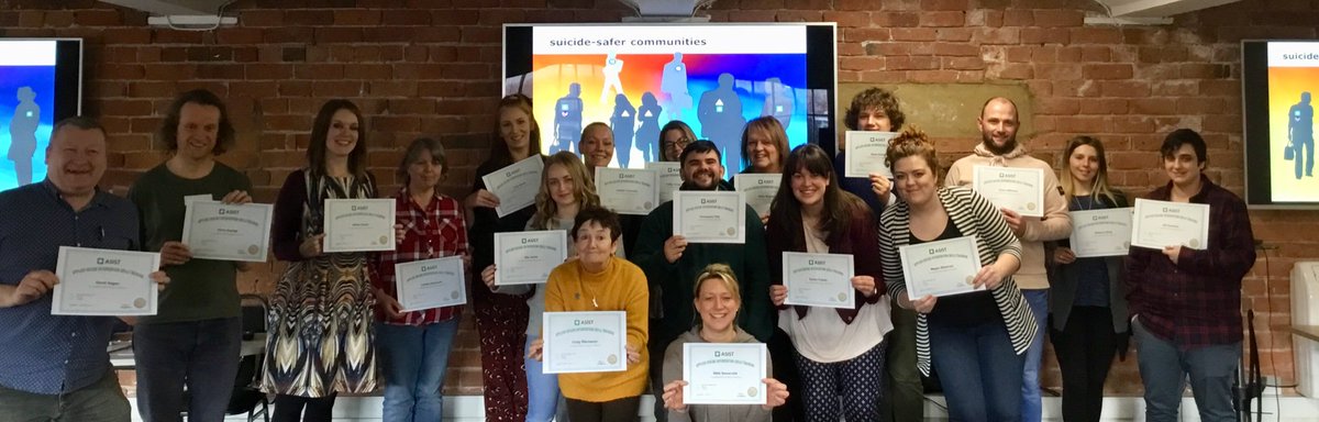 KerrySkelland's tweet photo. Another 18 staff at Barnardo’s now trained in ASIST -  Applied Suicide Intervention Skills Training after working hard the last 2 days. 
@Anniewillowchap @loiswignall @barnardos  @lynnanneperry @Living_Works https://t.co/eZl0j4dRgo