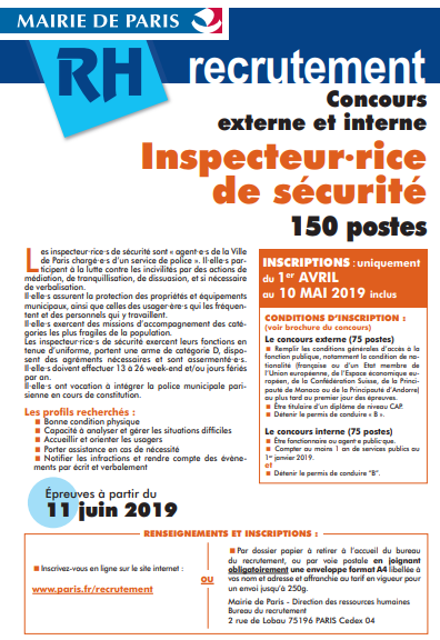 Ldm Vauvert On Twitter Concours D Inspecteur Rice De Securite Mairie De Paris Abdelnour Mahieddine Bureau Du Recrutement Section Concours Direction Des Ressources Humaines 01 42 76 49 53 2 Rue Lobau Ldm Vauvert On Twitter Concours D Inspecteur Rice De Securite Mairie De Paris Abdelnour Mahieddine Bureau Du Recrutement Section Concours Direction Des Ressources Humaines 01 42 76 49 53 2 Rue Lobau
