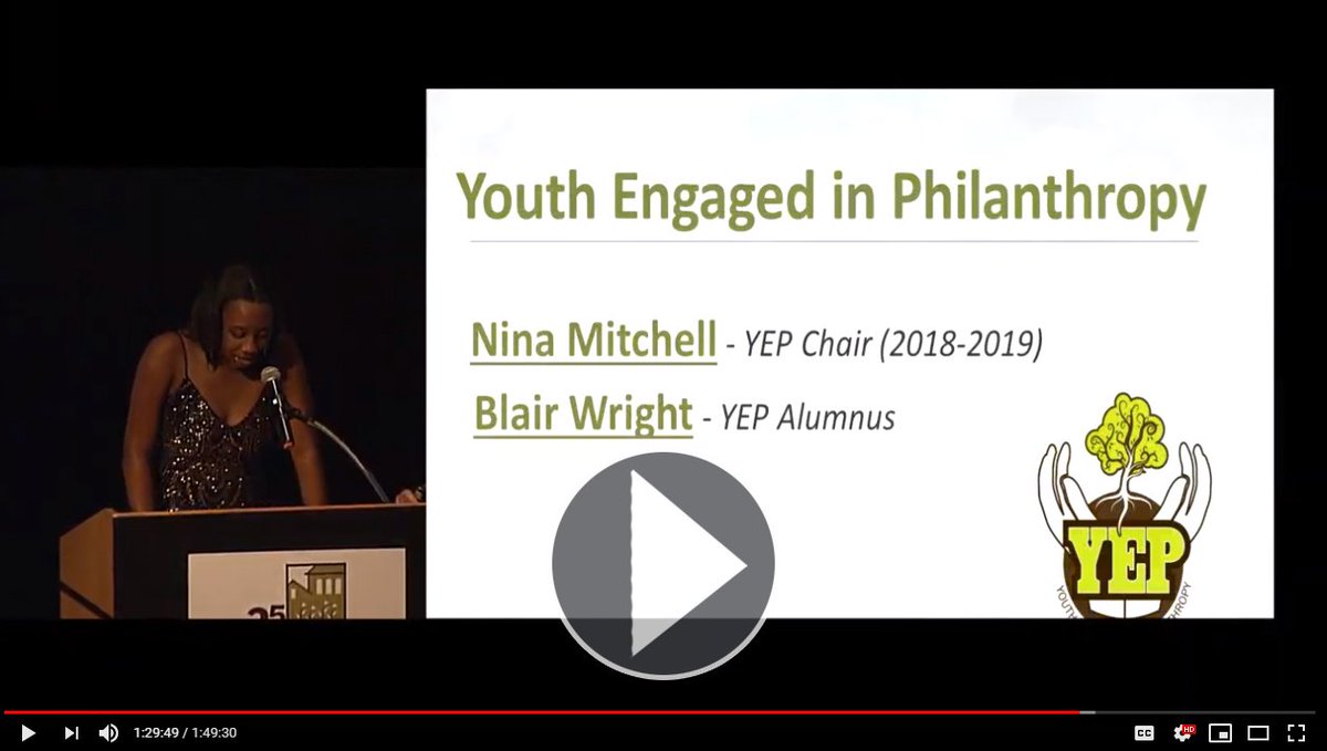 VIDEO - Listen as YEP Chair Nina Mitchell, and YEP Alumnus Blair Wright walk through the 10 year journey of Youth Engaged in Philanthropy (YEP). Hear Blair’s inspiring story of life after high school. ow.ly/Pv4M30o8sQV #philanthropy #Celebrating10YearsofYEP