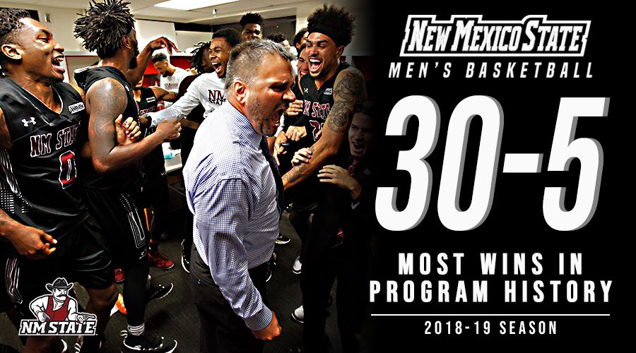 NMStateMBB's tweet photo. No bid deal, just out here setting a new program record with 3️⃣0️⃣ WINS!!

#AggieUp https://t.co/Oyx9seE7nX