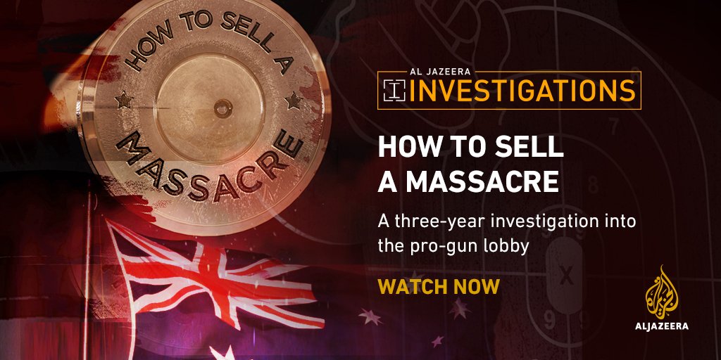 AJEnglish's tweet photo. We've just released part 2 of #HowToSellAMassacre 

.@AJIUnit reveals how Australia's One Nation party offered 'change to voting system' for cash and sought up to $20m from US pro-gun groups https://t.co/sCP6SvRFCE https://t.co/tjV5You8oP