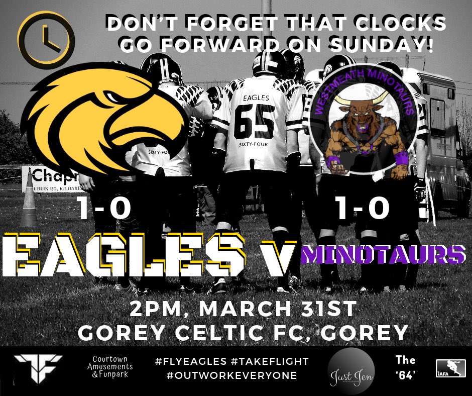 WexfordEagles's tweet photo. π¨ Set your clocks right before you go to bed on Sunday to make sure you catch this cracker! π¨ And watch this space...we have a an announcements to make in the coming days! #flyeagles #eaglesvminotaurs #iafl1 #americanfootballireland #takeflight #outworkeveryone π¦
https://t.co/sAEcRC4bMz