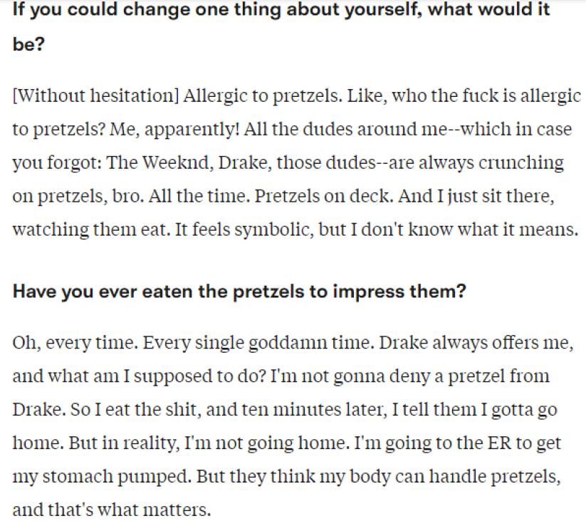 honestly this was the weirdest part of the Nav interview to me