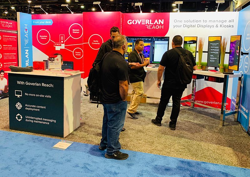 Goverlan's tweet image. DSE Day 1: Great start to the #DSE2019! Come by and say hi, we’re in booth 1445 🙌 #digitalsolutions #systemsmanagement #digitalsignage #kiosks #itmanagement