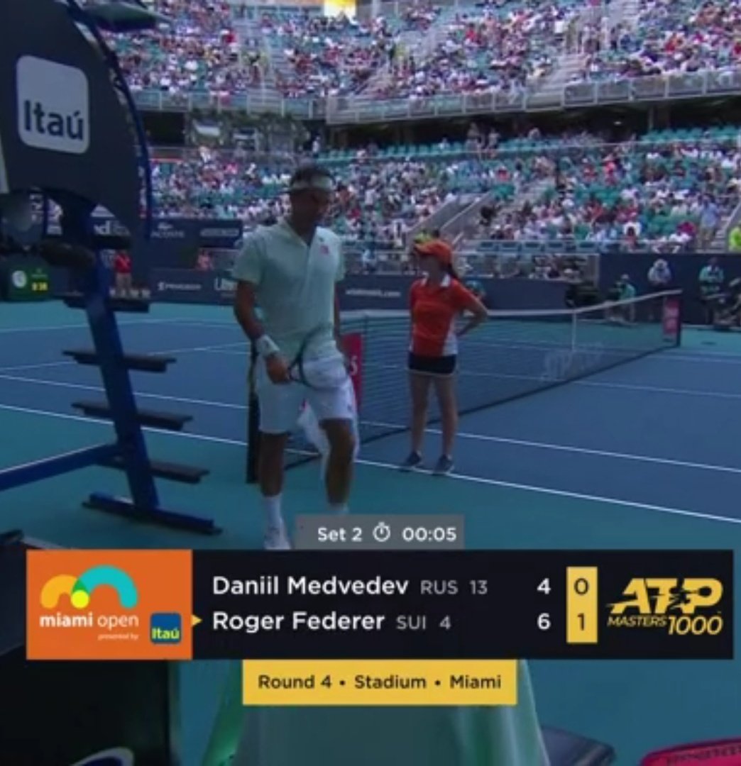 TitanRFederer's tweet photo. Roger breaks in the first game of the second set. 1-0
For 👑🐐
#LetsGoRogerLetsGo https://t.co/CfnmhvFuub