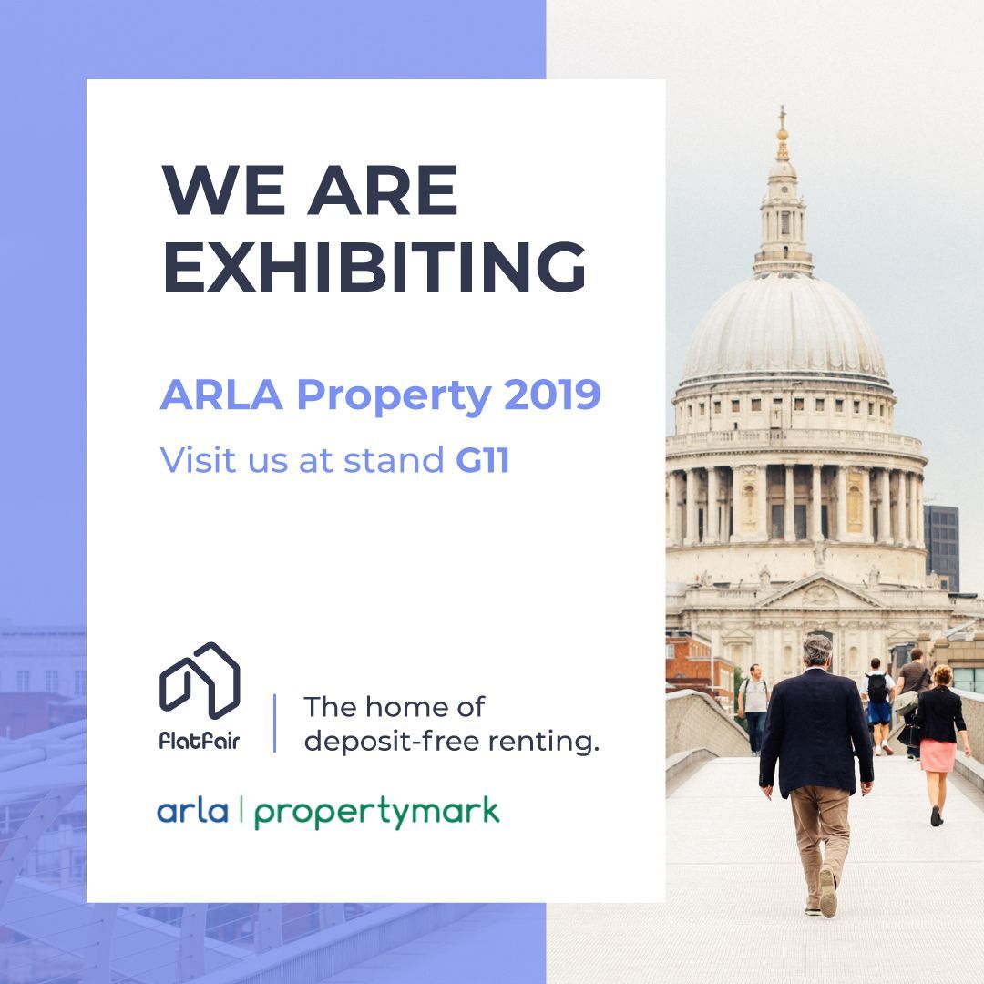 getflatfair's tweet photo. We're exhibiting at the @arla_uk Propertymark Conference 2019! Come and say hello, visit us at stand G11 to discover more about deposit-free renting! ๐
#flatfair #arlaconference #depositfree #renting https://t.co/R6cKZ3IhTL