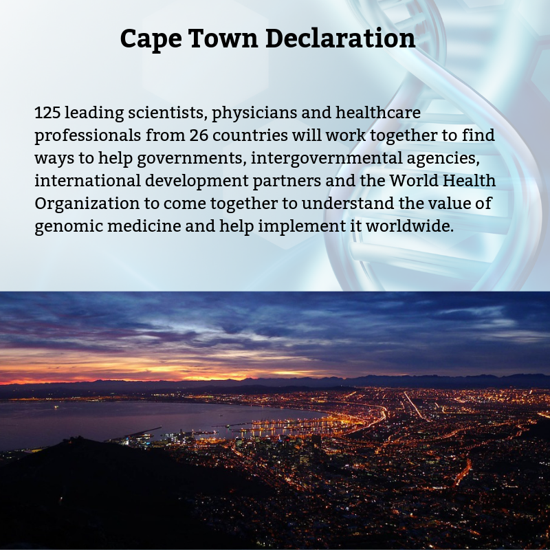 GlobalGenMed's tweet photo. The Cape Town Declaration will help further the mission of accelerating genomic medicine implementation around the world. Learn more: https://t.co/ci8I8SnemF
#GenomicMedicine https://t.co/1eoeHbxxdj