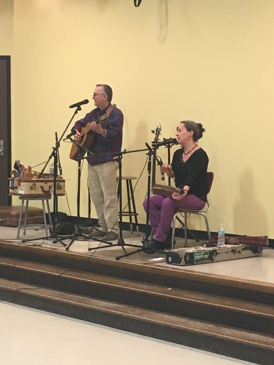 giroux_cindy's tweet photo. Duo Atwater-Donnelly perform for our students.  Join us for our folk festival tonight and tomorrow. #AllPawsIn https://t.co/RrB5D3K8QE