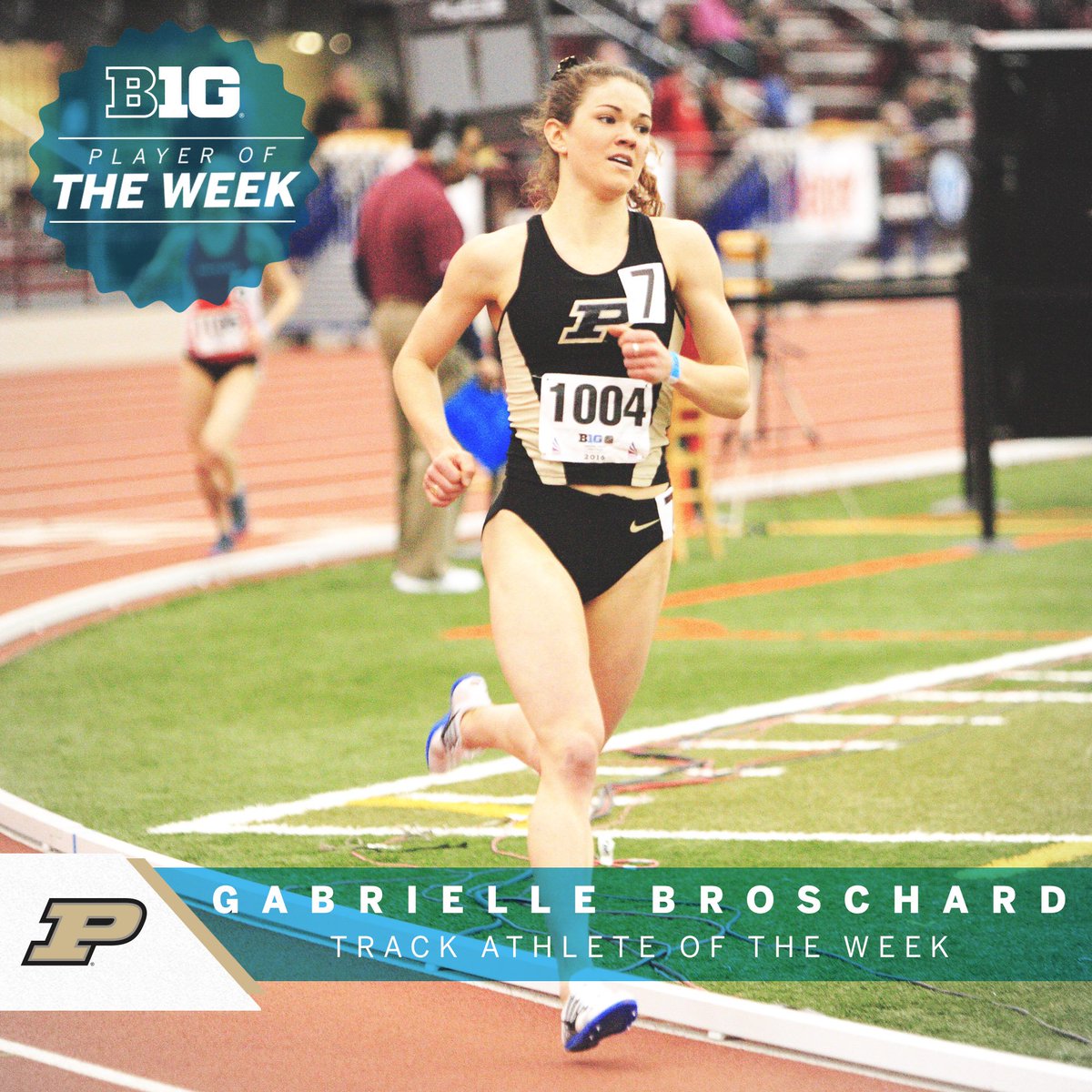 Gabrielle Broschard of <a href="/PurdueTrackXC/">Purdue Track & Field / Cross Country</a> earned first place in the 3,000-meter steeplechase and set the top time in the Big Ten this season, earning #B1GTF Outdoor Track Athlete of the Week honors