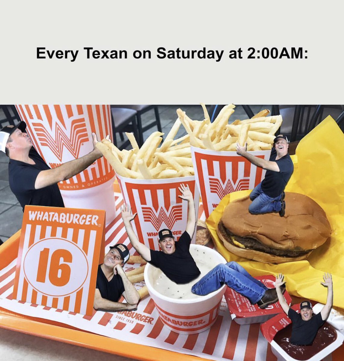 RT if you love <a href="/Whataburger/">Whataburger®</a> 😂

Had to share again- especially since this will be me after our show at the Old Coupland Inn &amp; DanceHall this Saturday 3/30!!!!

Tix available NOW at RogerCreager.com!! (Link in bio!)