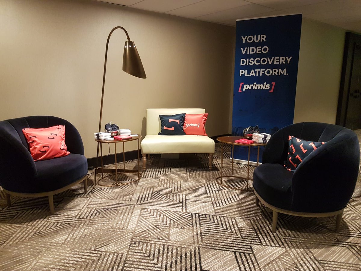 PrimisLtd's tweet photo. Our team is ready at the @Digiday Publishing Summit, and so is our beautiful lounge!
Excited to discuss #videodiscovery- a whole new approach to video engagement and monetization.
#primis #discovervideo #digiday https://t.co/RvkGJFturZ