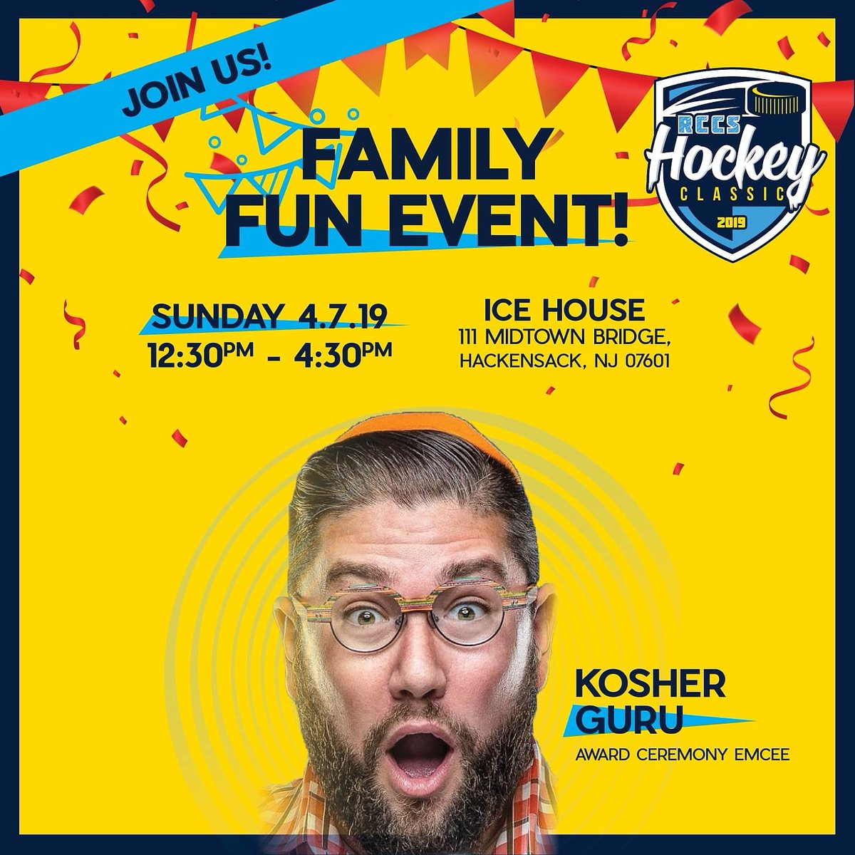 ClassicRccs's tweet photo. JOIN US!
FAMILY FUN EVENT!
Sunday 4/719
12:30pm-4:30pm

At Ice House
11 Midtown Bridge
Hackensack, NJ

Award ceremony emcee: @kosherguru

#rccs #rccscancer #supportrccs #mitzvah #jewishevent #jewishfun #jewishfamilyevent #feumfun #beatcancer https://t.co/OzSUFvYaCM