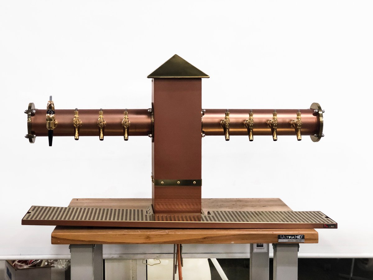 MicroMatic's tweet photo. Another customerโs vision brought to life with a #MicroMatic custom tower ๐ป This 8 product tower is powder coated in Copper Coin and Transparent Brass.
โข
โข
#EverythingOnTap #CustomTower #CustomBeerTower #Draft #OnTap #BeverageDispensing #MicroMaticUS https://t.co/72vYGW8NgN