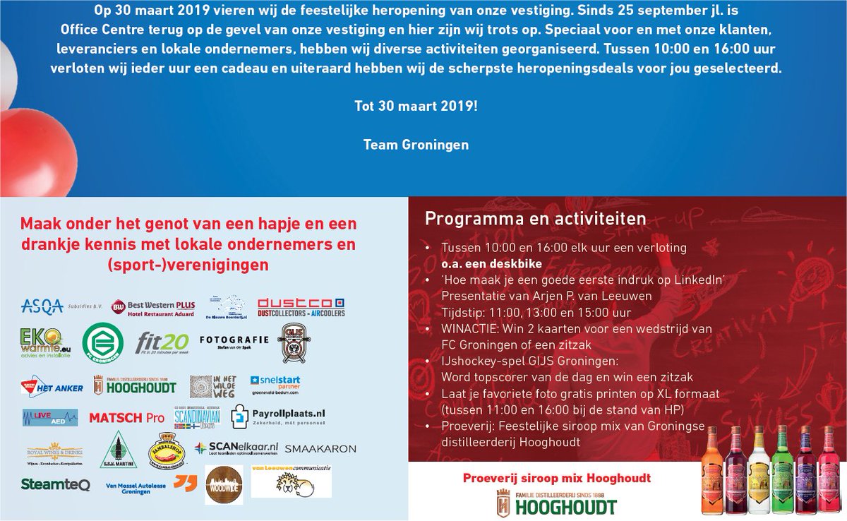 OCGroningen's tweet photo. Kom zaterdag 30 maart netwerken bij @ocgroningen, maak kennis met diverse (sport)verenigingen, volg een LinkedIn workshop en neem deel aan diverse activiteiten (9:00-17:00). #vbzo #vbno #mkbnoord #officecentre #groningen #altijdeengoedidee https://t.co/Qsa66jru4a