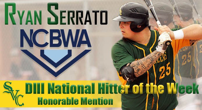 theSVCAthletics's tweet photo. Congrats to @SVC_Baseball's Ryan Serrato on being recognized as one of the top hitters in all of Division III last week! #LetsGoSVC #d3b @NCBWA
Read more: https://t.co/lUHB7sTynn https://t.co/1TXweymJEQ