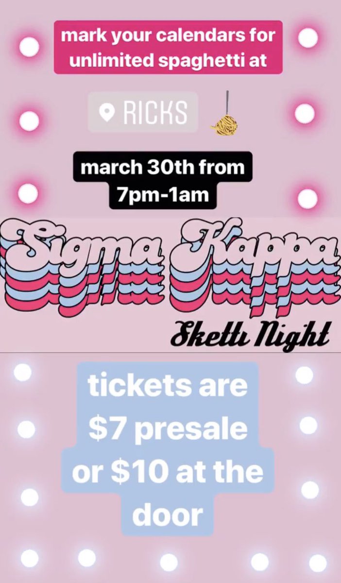 Sketti night is just around the corner! Get your ticket from a sister today 💗