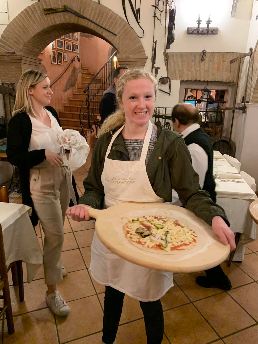 wlschools's tweet photo. Making our own pizza last night in Rome! #TrojanPride #SwIFR https://t.co/wQXH981lMa