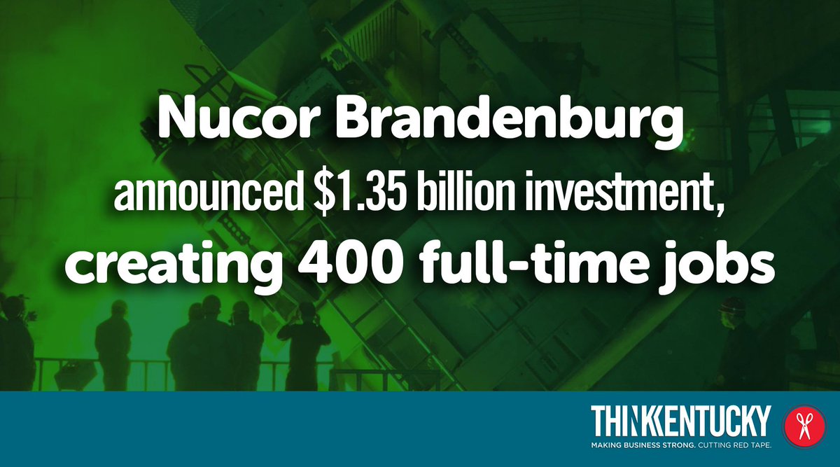 CEDkygov's tweet photo. Today, @GovMattBevin &amp; executives from @NucorCorp announced one of the largest investments in Kentucky history. The company plans to invest $1.35 billion for a steel plate manufacturing mill in @MeadeCountyKY, creating more than 400 full-time jobs: https://t.co/ha6gCt0q39 https://t.co/lmW7AofvNU
