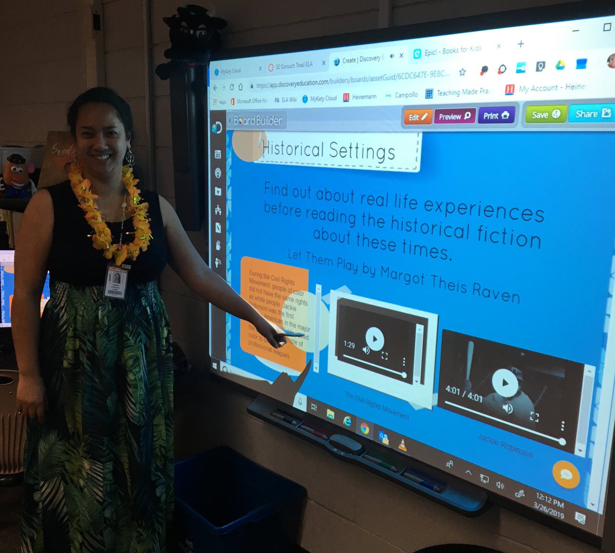 Suzwillteach's tweet photo. Love how @mrs_gorsuch used @DiscoveryEd #boardbuilder to develop background knowledge for historical fiction reading! They choose to read about what interests them after viewing the board/videos on their own devices!🤩 @Sundown_e #kisdelemtech https://t.co/cJjPSWKuqB