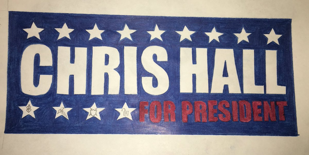 sentinelparty's tweet photo. check out our bumper sticker &amp; poster. #voteHall #forthepeople https://t.co/9BqQw7lzO4