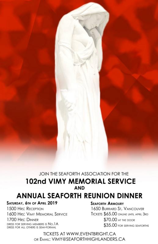SeaforthOfC's tweet photo. Tickets are now on sale for the Seaforth Association's 102nd Vimy Memorial Service and Annual Seaforth Reunion Dinner. To secure your participation please buy a ticket as soon as possible via Eventbrite: https://t.co/vBXWWthz4z #Vimy1917 #Arras1917 Questions? Message the Regt. https://t.co/Rb1fVBMUqj