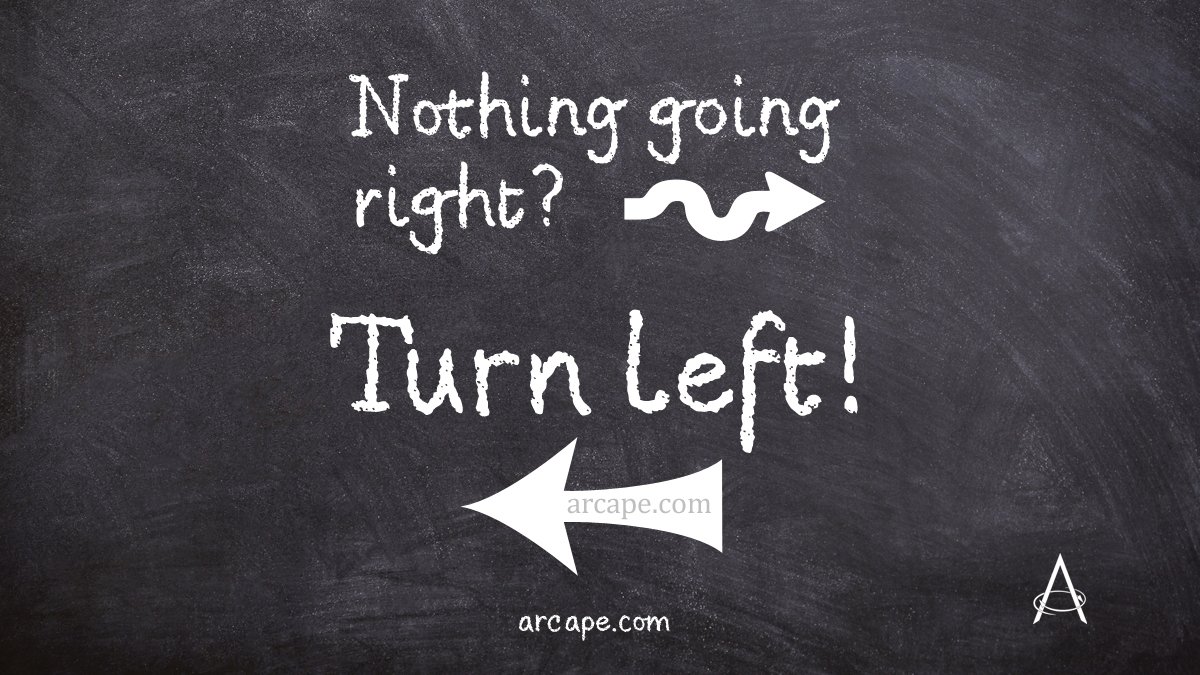 Small arrow pointing right. Large arrow pointing left.