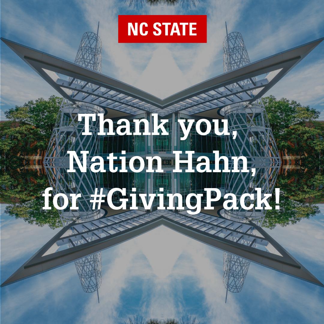 @NationHahn By #GivingPack today, you’ve paid it forward for future Wolfpackers! Thank you for your gift to @caldwellfellows!