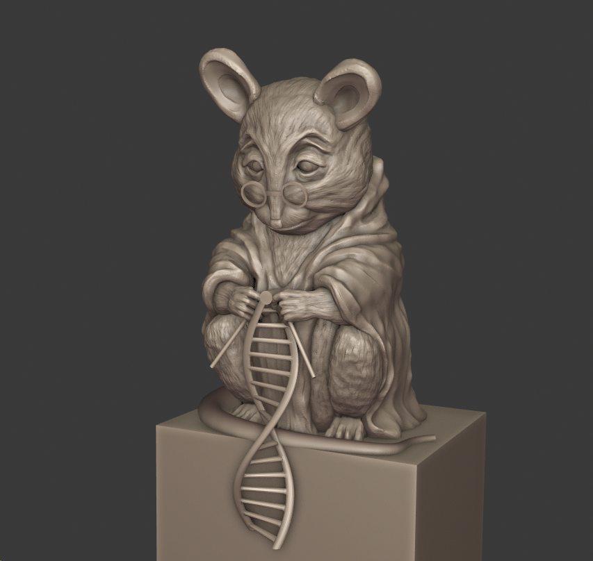 Kijaidesign's tweet photo. Seen a model of this statue requested many times, this time I felt like I could model it (or something inspired by it) and decided to give it a go. Surprised myself to even get this far in just couple of hours. 
#3dprinting #laboratorymouse #sculpture #blender3d #b3d #wip https://t.co/6lAlqzaoPA