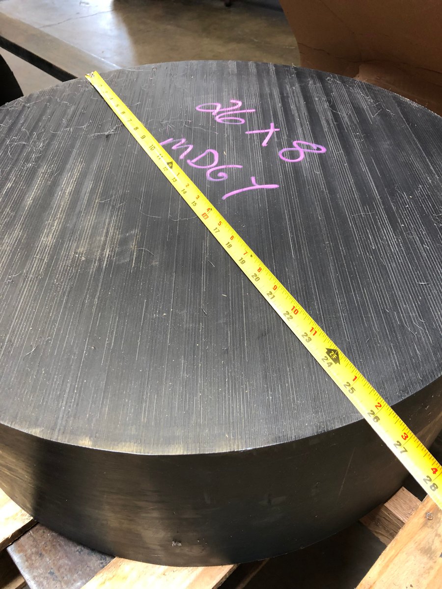 iplastic_supply's tweet photo. Not a large Hockey Puck, but rather a massive chunk of Nylon. This 26" diameter X 8" thick Black #Cast #Nylon will become a #Sheave for a large crane #WorldsLargestHockeyPuck https://t.co/xGBjd6dhZA
