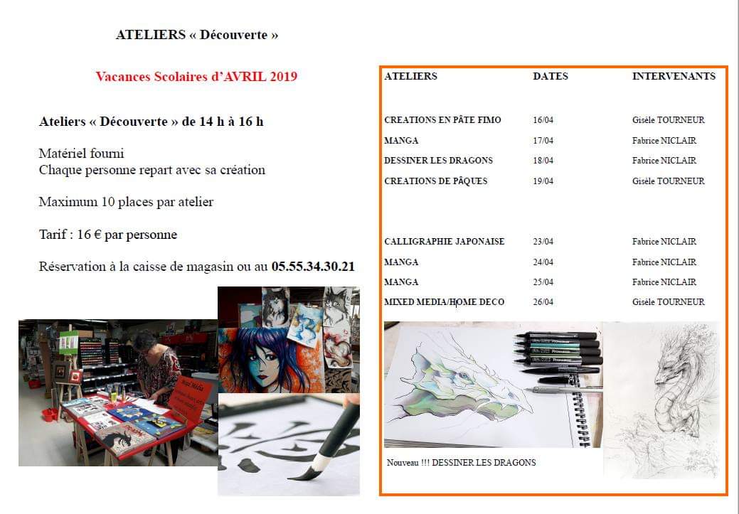 ArtisFacta's tweet photo. Inscrivez- vous aux ateliers "Découverte" des vacances scolaires d'Avril, chez #artisfacta https://t.co/YBL5XBji2L