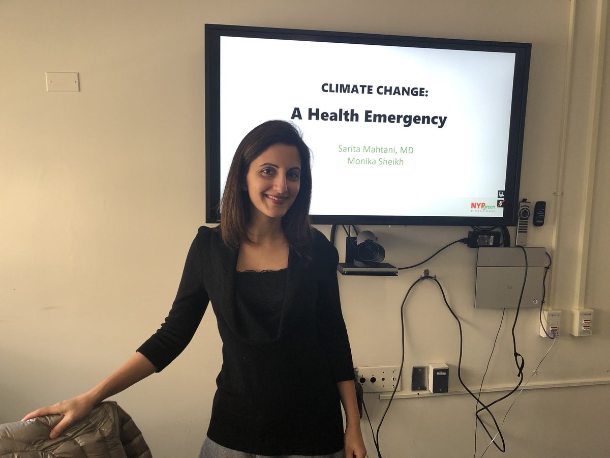 NYPgreen's tweet photo. Today Dr. Sarita Mahtani and I presented to a group of hospitalists at #NYP Lower Manhattan Hospital. It’s so gratifying to hear our physicians talk about how #ClimateChange is impacting human health! #NYPgreen #NYPBeHealthy https://t.co/7PtZ7ZTA1L