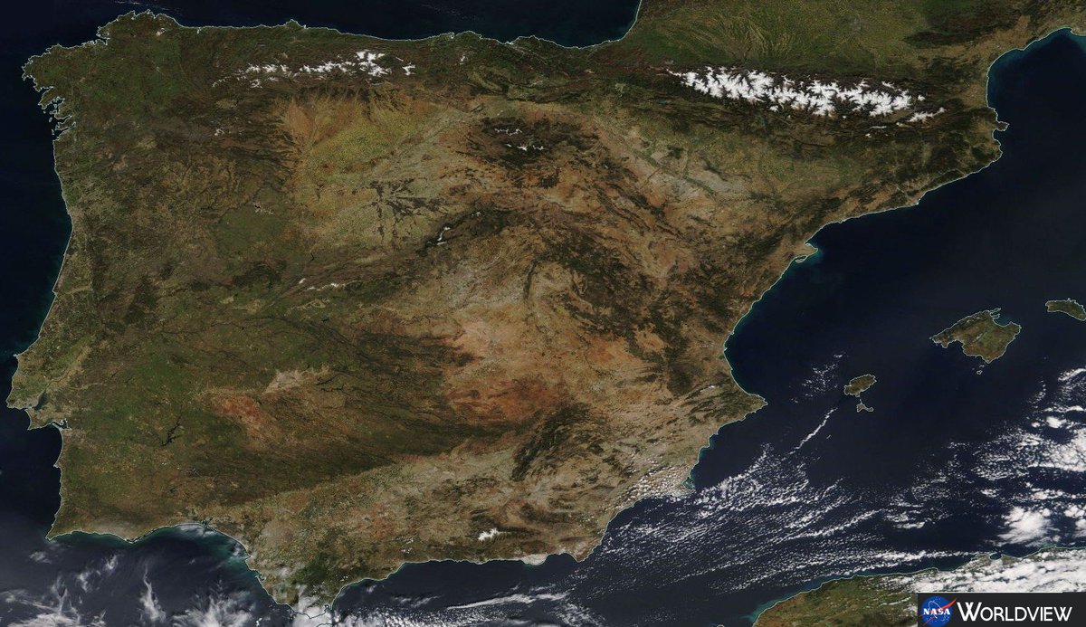 NicolauPineda's tweet image. Almost #cloudFree #Iberia 2019/03/27  #MODIS Terra via @NASAEarth Worldview #eARTh