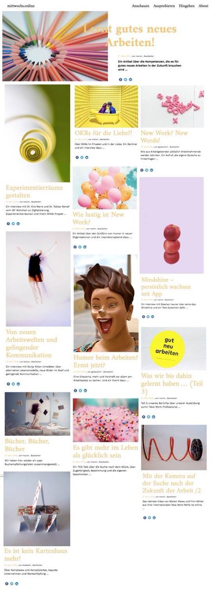 das neue mittwochs.online ist online! TÄ-TÄÄÄ!

unser magazin rund um gutes neues arbeiten.

jetzt lesen und stöbern!

mittwochs.online  

#gutneuarbeiten #newwork  #letb